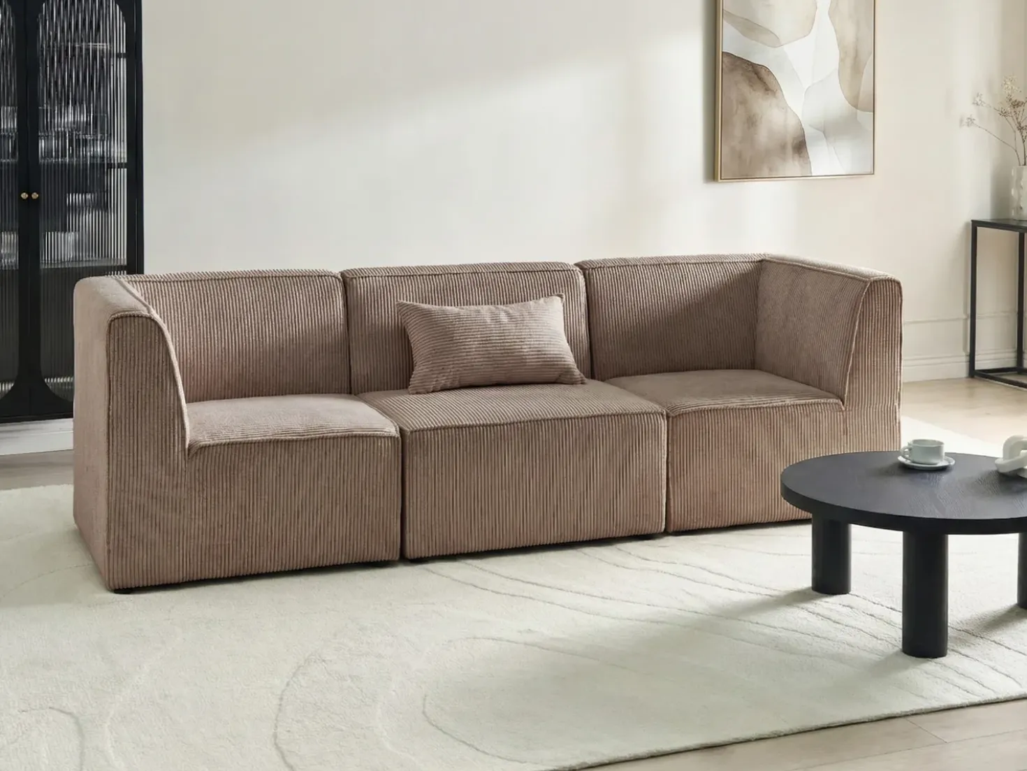 Divano modulare 3 posti LEMVIG Velluto a coste Beige sabbia