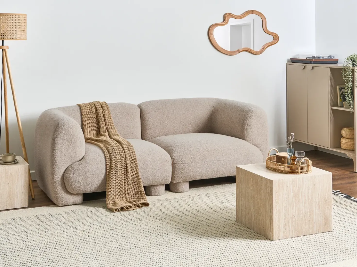 Divano modulare 2 posti MJALBI Bouclé Beige