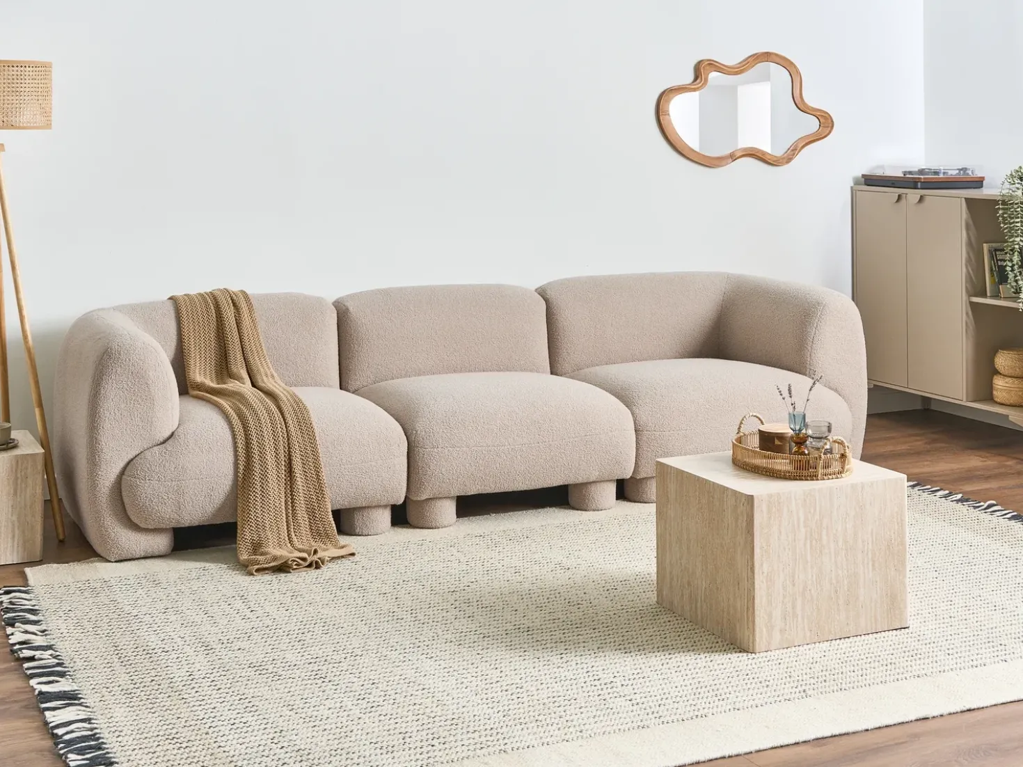 Divano modulare 3 posti MJALBI Bouclé Beige