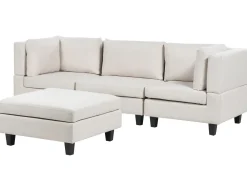 Divano modulare 3 posti UNSTAD Tessuto Beige chiaro con ottomana