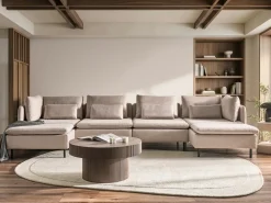 Divano modulare a U 4 posti EGERIS Tessuto Beige