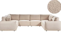 Divano modulare a U 8 posti MESNALI Bouclé Beige