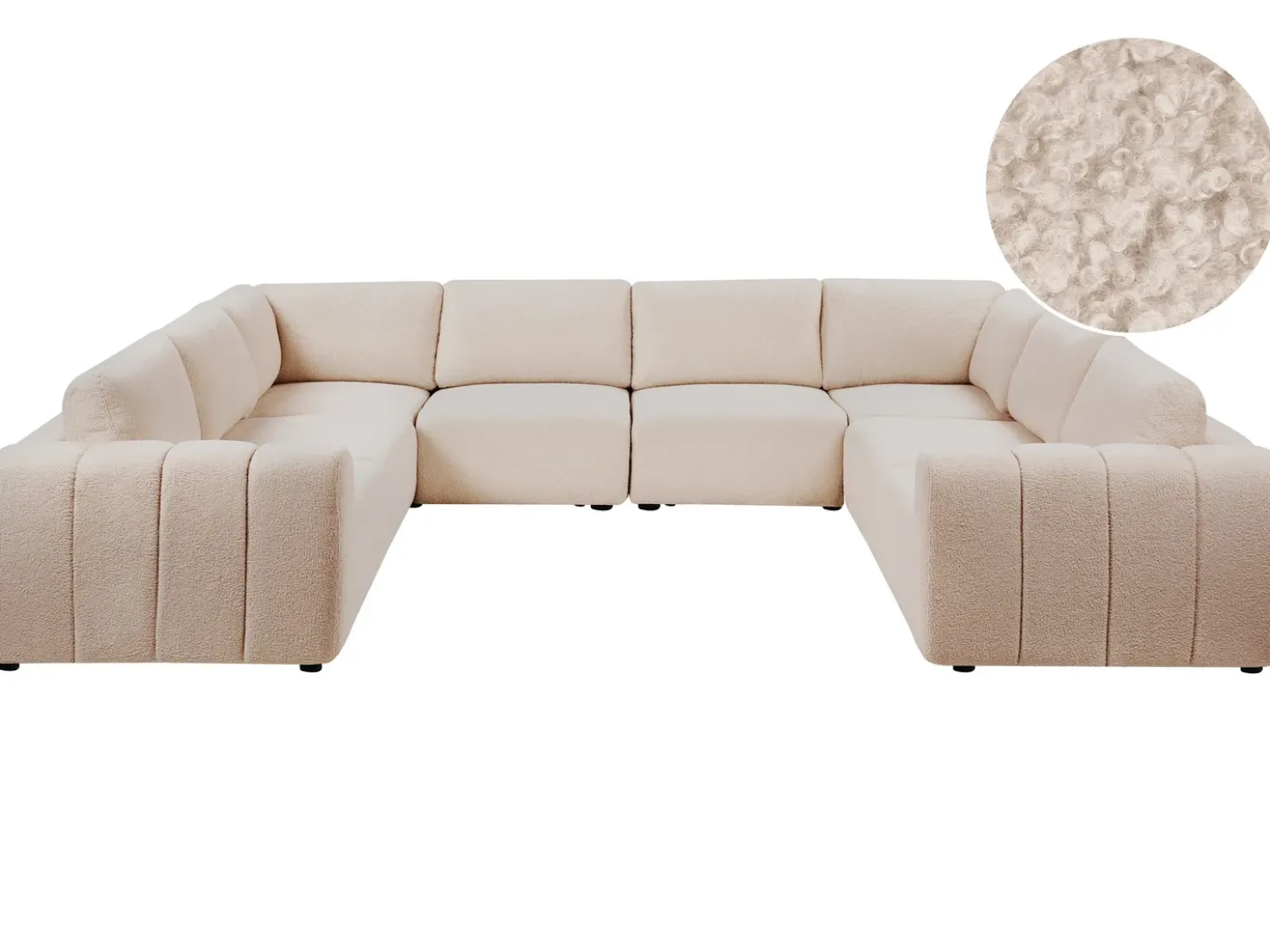 Divano modulare a U 8 posti KIVVIK Bouclé Beige