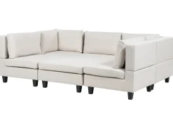 Divano modulare a U 5 posti UNSTAD Tessuto Beige chiaro con ottomana