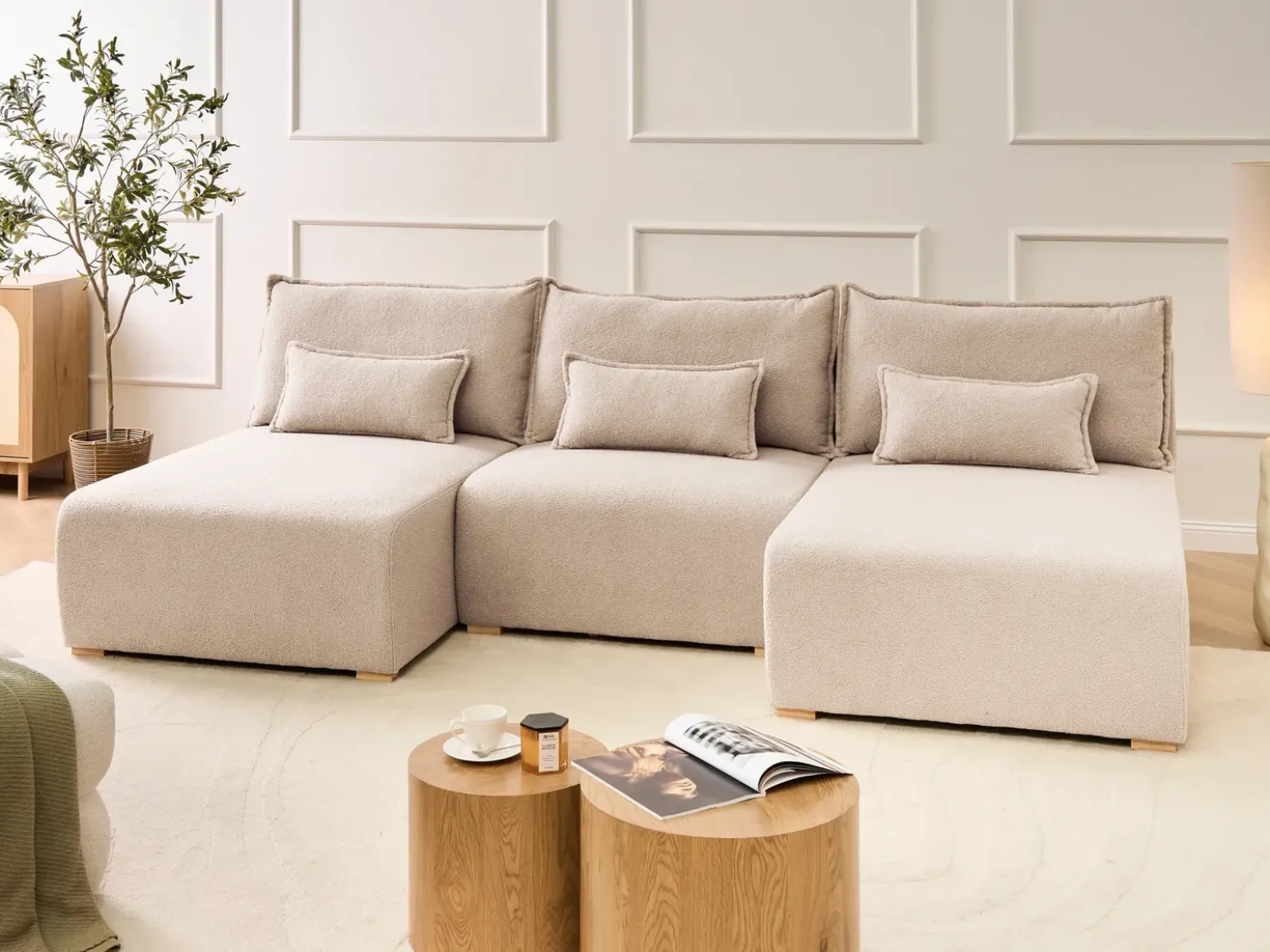 Divano modulare a U NERBO Bouclé Beige