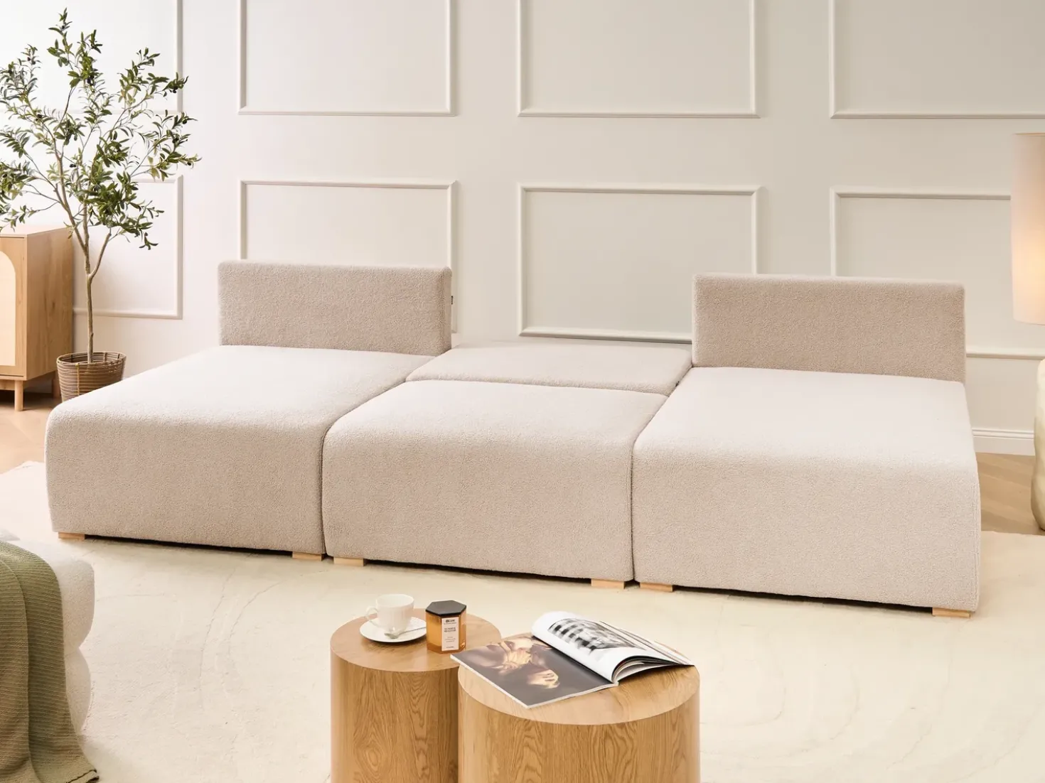 Divano modulare a U NERBO Bouclé Beige