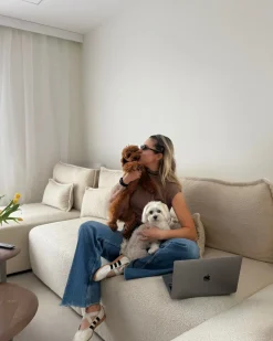 Divano modulare a U NERBO Bouclé Bianco sporco