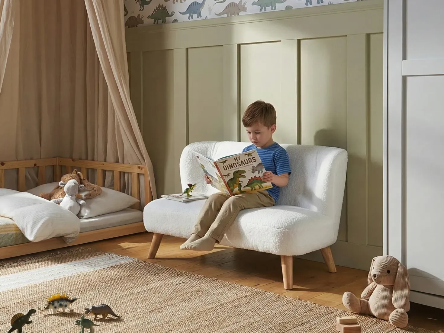 Divano per bambini LOTE Bouclé Bianco
