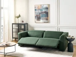 Divano reclinabile elettrico 2 posti ULVEN Tessuto Verde scuro con porta USB