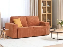 Divano reclinabile elettrico 2 posti NUKARI Velluto a coste Arancione
