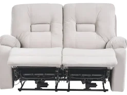 Divano reclinabile elettrico 2 posti BERGEN Velluto Beige chiaro con porta USB