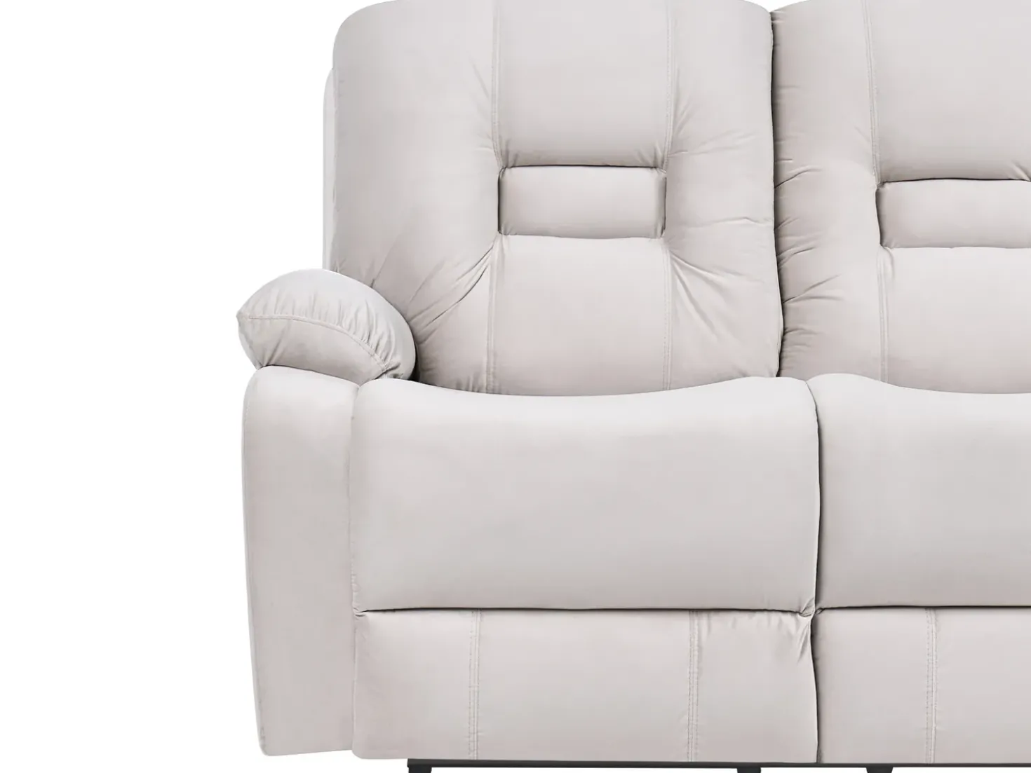 Divano reclinabile elettrico 2 posti BERGEN Velluto Beige chiaro con porta USB