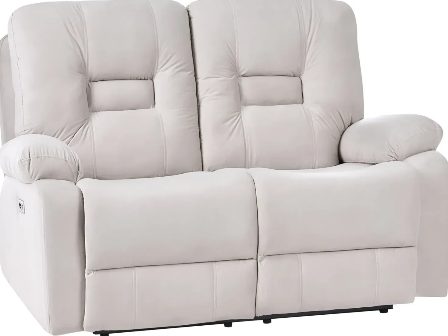 Divano reclinabile elettrico 2 posti BERGEN Velluto Beige chiaro con porta USB