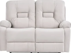 Divano reclinabile elettrico 2 posti BERGEN Velluto Beige chiaro con porta USB