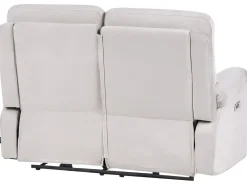 Divano reclinabile elettrico 2 posti BERGEN Velluto Beige chiaro con porta USB