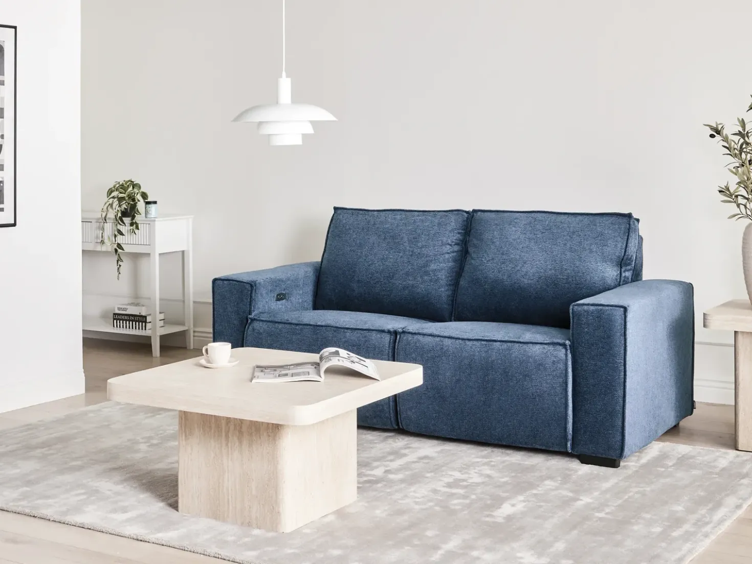 Divano reclinabile elettrico 2 posti NUKARI Tessuto Blu