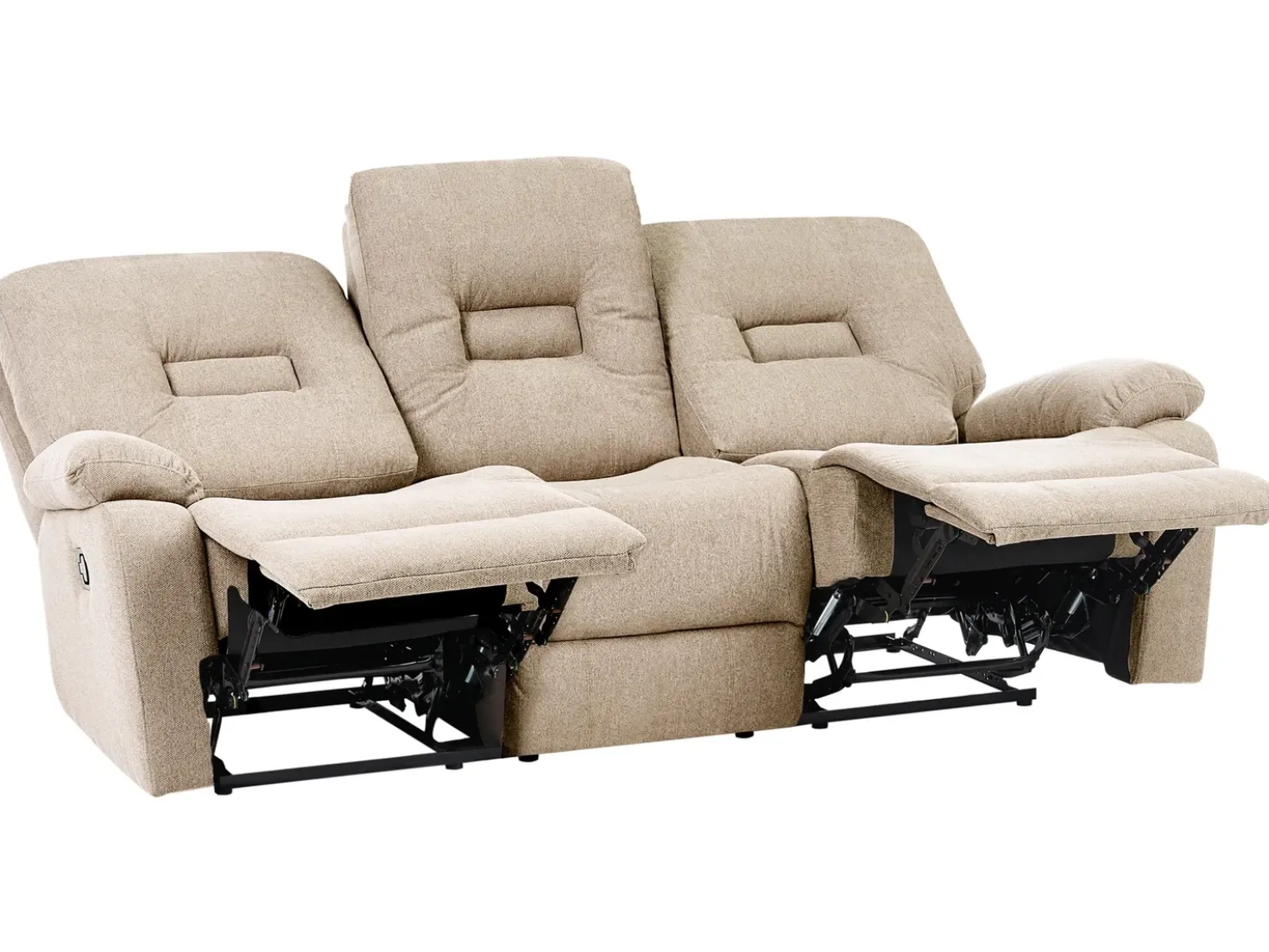 Divano reclinabile manuale 3 posti BERGEN Tessuto Beige