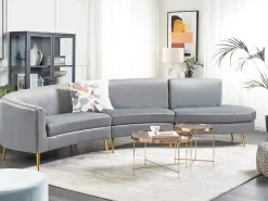 Divano semicircolare 4 posti MOSS Velluto Grigio chiaro