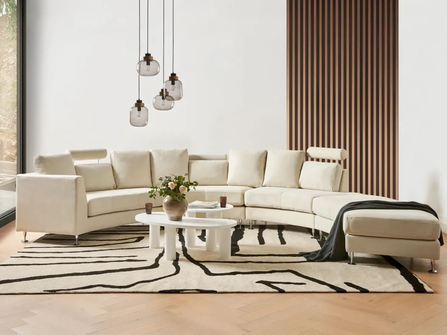 Divano semicircolare 7 posti ROTUNDE Tessuto Beige