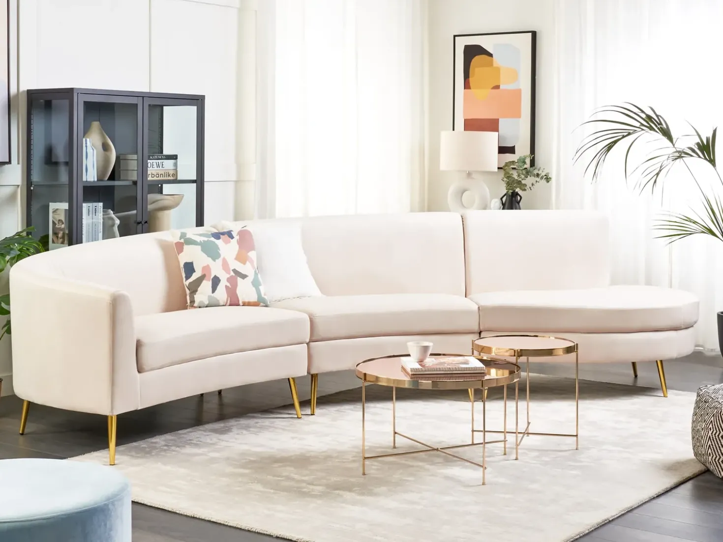 Divano semicircolare 4 posti MOSS Velluto Beige chiaro