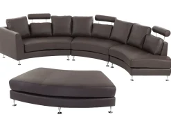 Divano semicircolare 7 posti ROTUNDE Pelle naturale Marrone