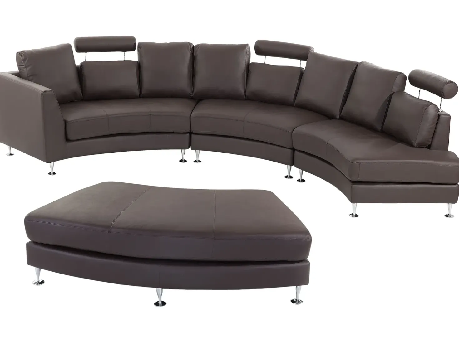 Divano semicircolare 7 posti ROTUNDE Pelle naturale Marrone