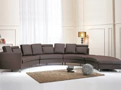 Divano semicircolare 7 posti ROTUNDE Pelle naturale Marrone