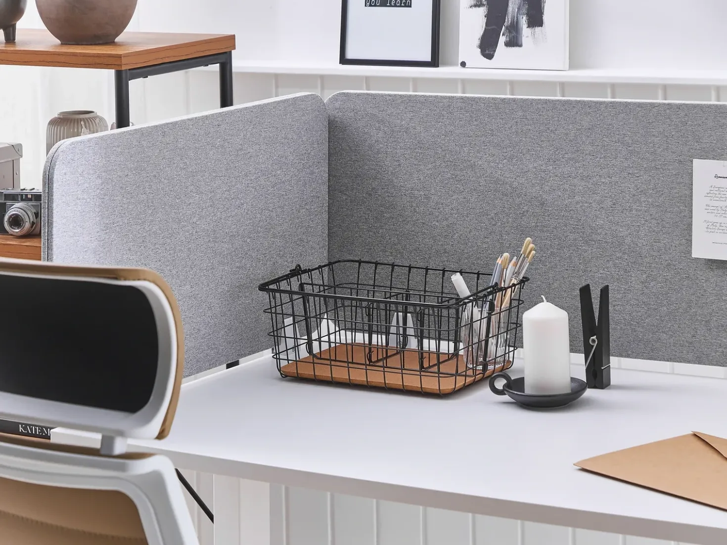 Divisorio da scrivania WALLY 180 x 40 cm Grigio chiaro