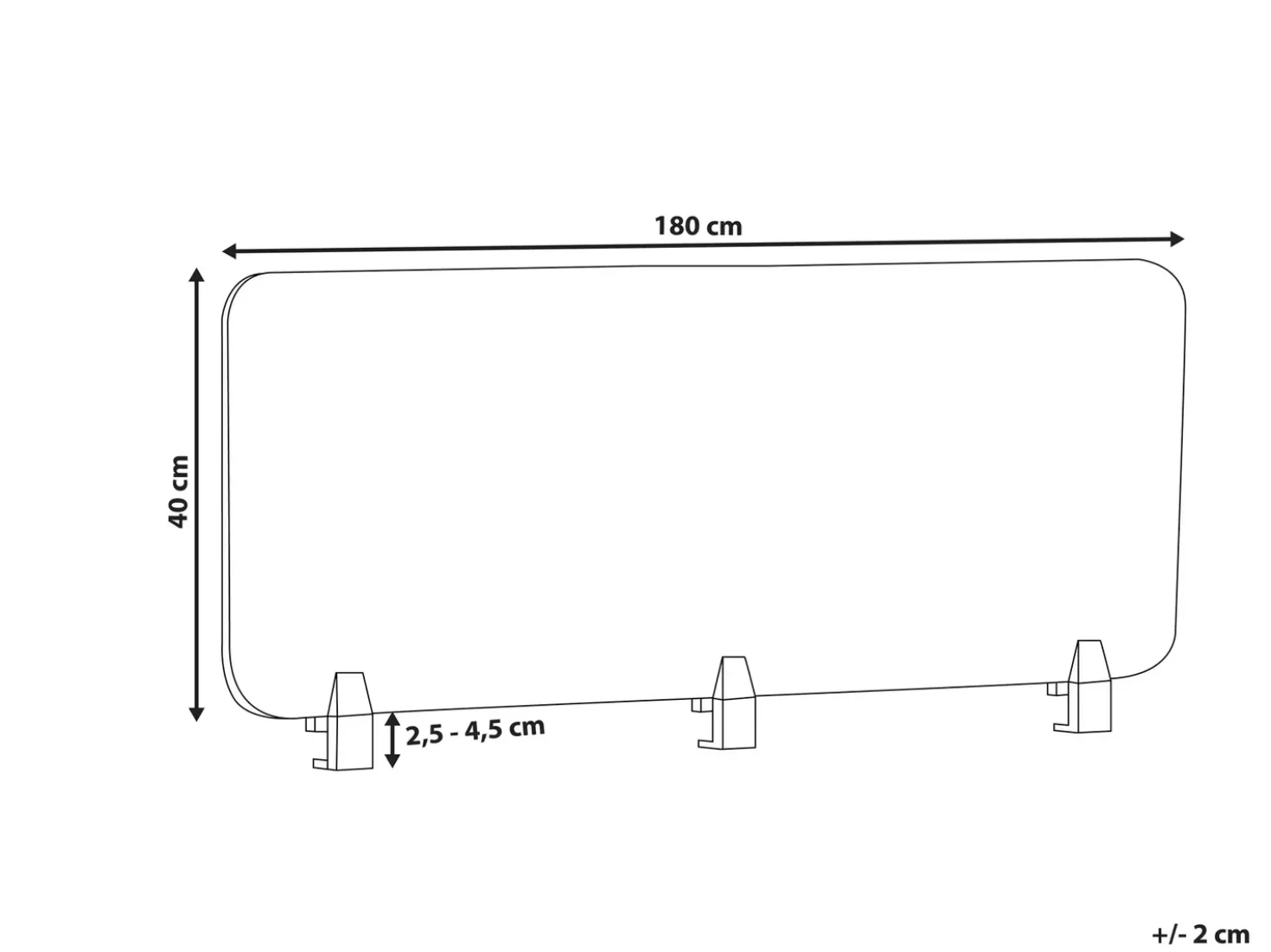 Divisorio da scrivania WALLY 180 x 40 cm Grigio chiaro