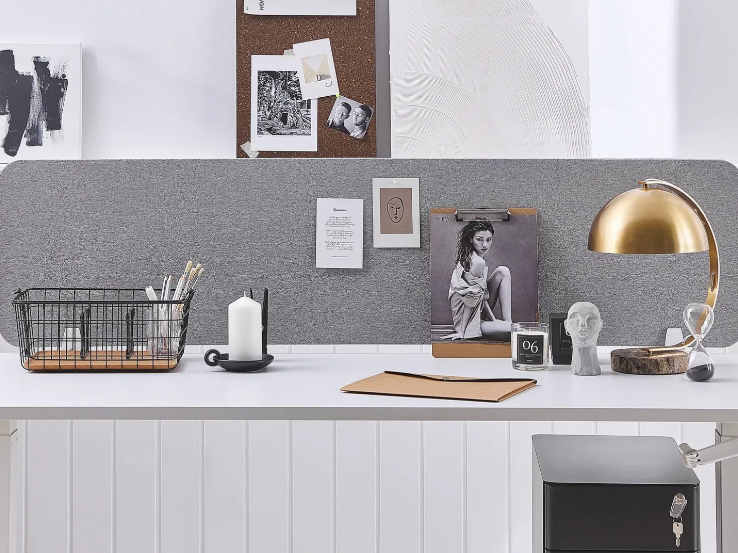 Divisorio da scrivania WALLY 180 x 40 cm Grigio chiaro