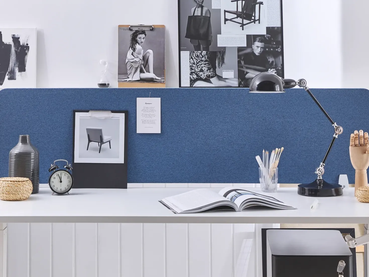Divisorio da scrivania WALLY 160 x 40 cm Blu