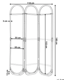 Divisorio per ambienti a 3 pannelli CORTONA Marrone chiaro 118 cm 180 cm