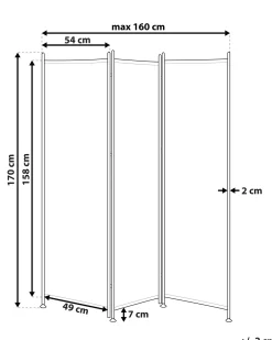 Divisorio per ambienti a 3 pannelli NARNI Bianco 160 cm 170 cm