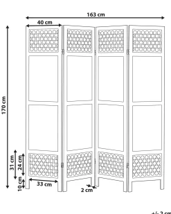 Divisorio per ambienti a 4 pannelli CERTOSA Marrone chiaro 163 cm 170 cm