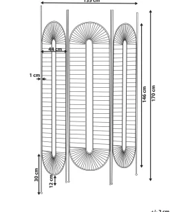 Divisorio per ambienti a 3 pannelli NOALE Nero 135 cm 170 cm