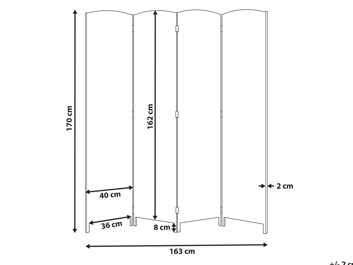 Divisorio per ambienti a 4 pannelli LAPPAGO Beige chiaro 163 cm 170 cm