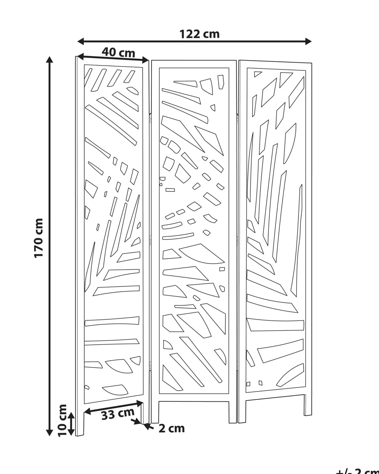 Divisorio per ambienti a 3 pannelli VERNAGO Marrone chiaro 122 cm 170 cm