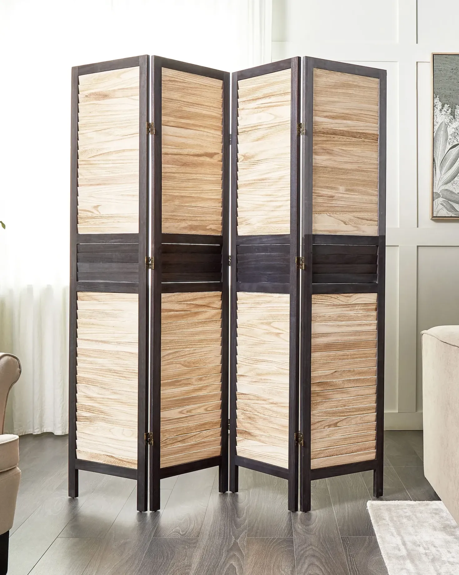 Divisorio per ambienti a 4 pannelli BRENNERBAD Marrone/Nero 164 cm 170 cm