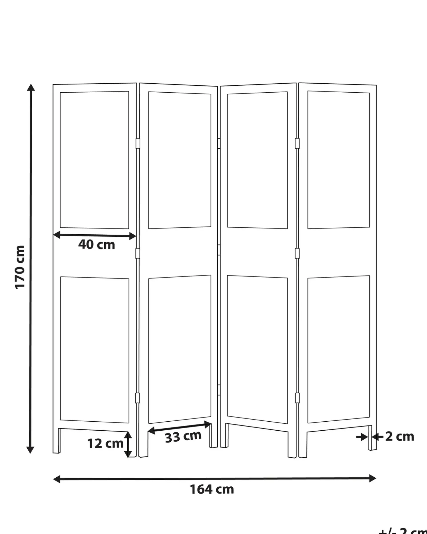 Divisorio per ambienti a 4 pannelli BRENNERBAD Marrone/Nero 164 cm 170 cm
