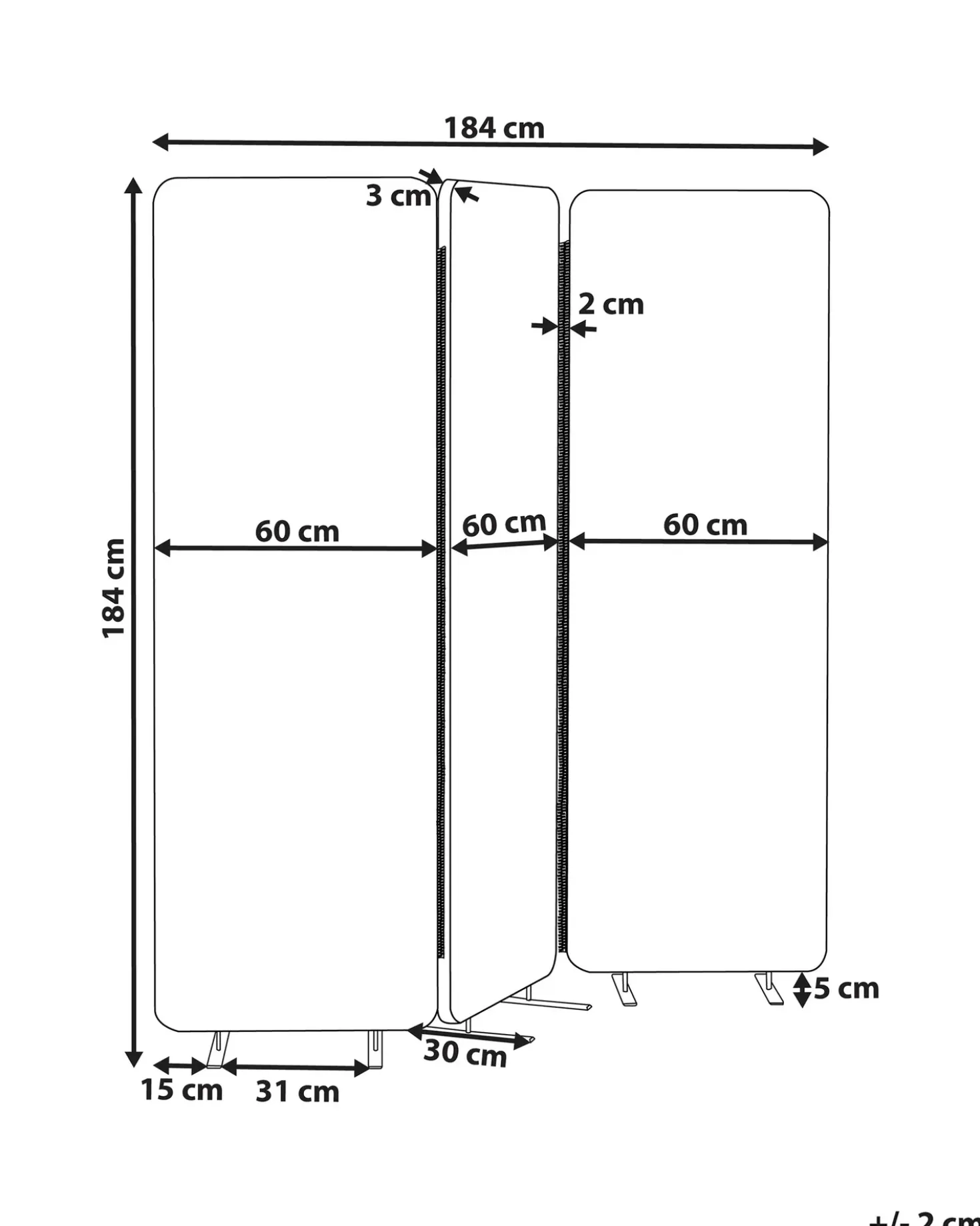 Divisorio per ufficio STANDI 184 x 184 cm Grigio