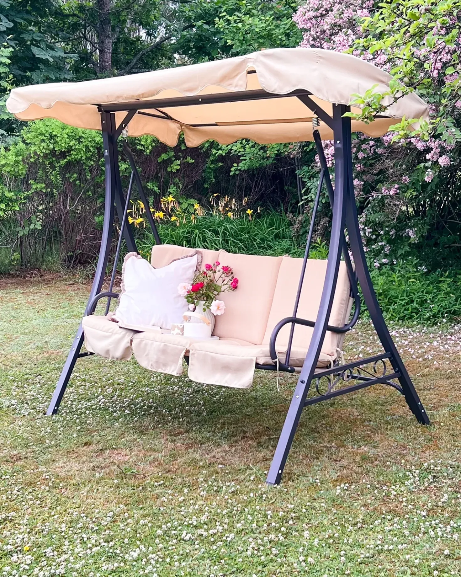 Dondolo da giardino GARBO Metallo Beige