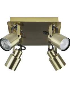 Faretto a 4 luci BONTE Regolabile Metallo Ottone