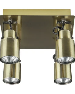 Faretto a 4 luci BONTE Regolabile Metallo Ottone