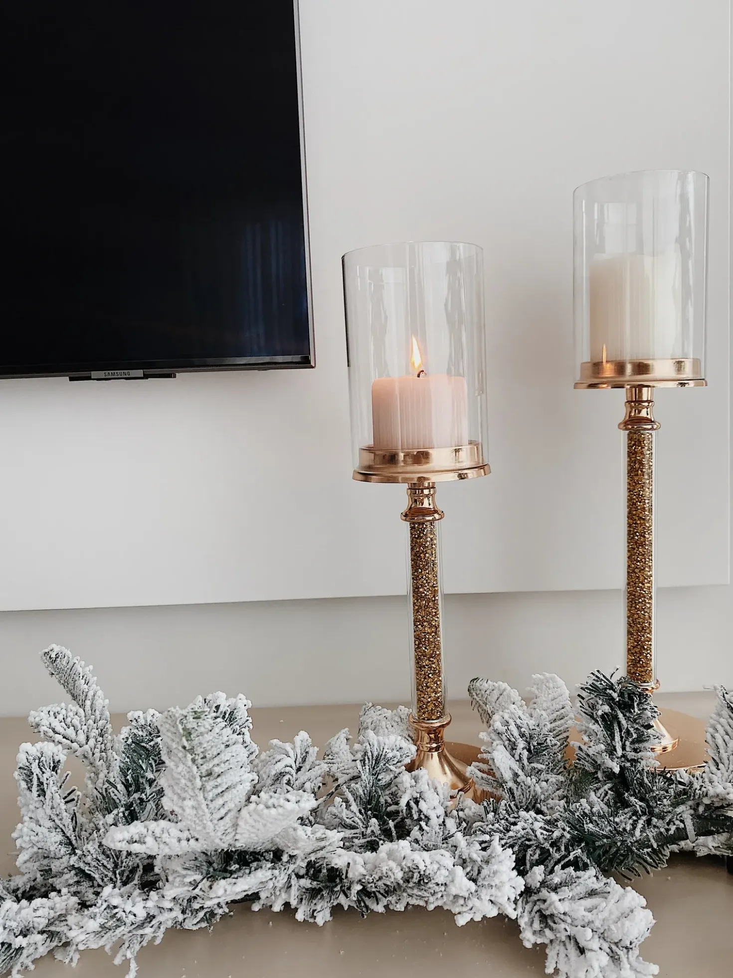 Festone natalizio innevato LED SUNDO 180 cm Bianco
