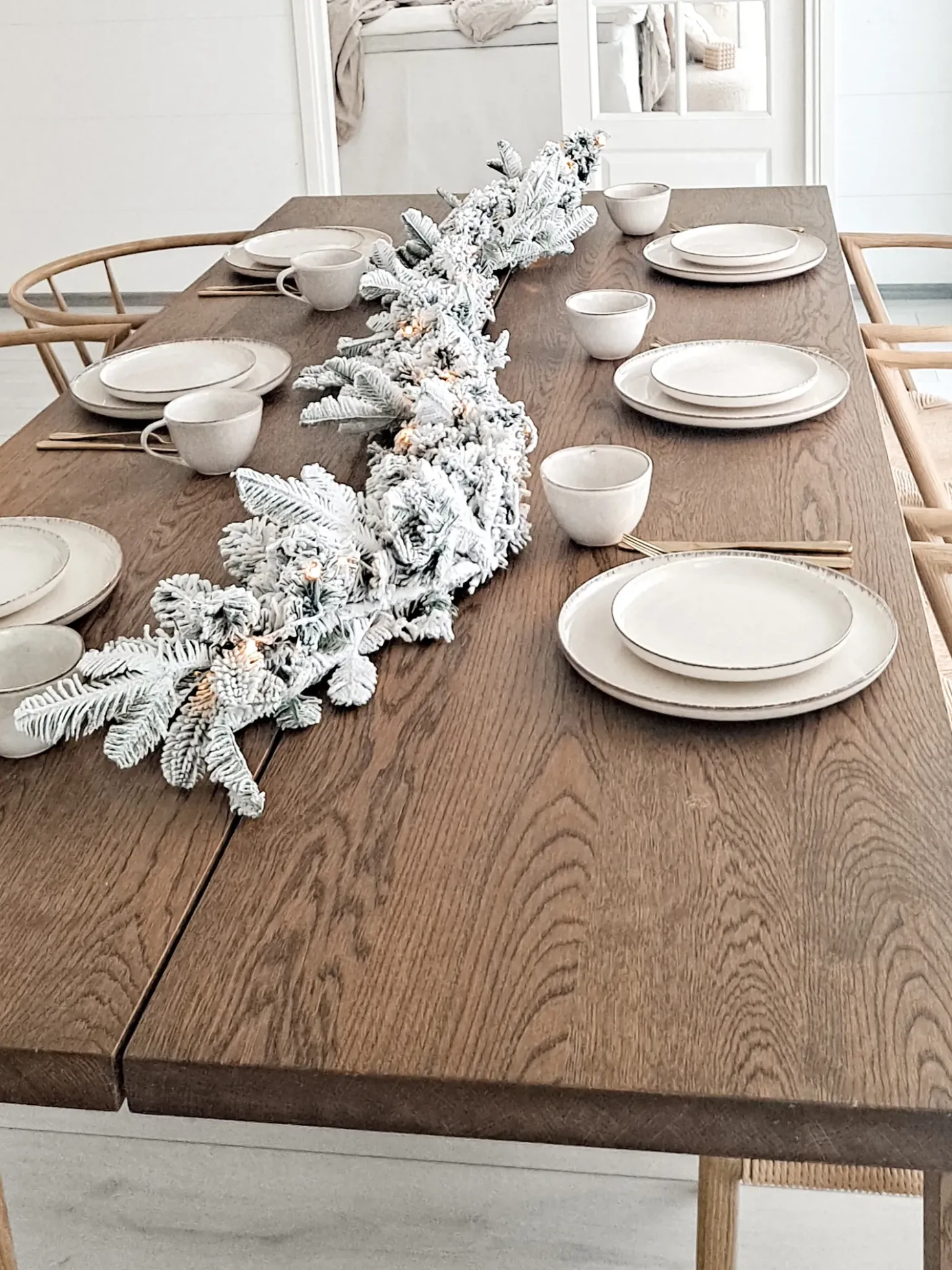Festone natalizio innevato LED SUNDO 180 cm Bianco
