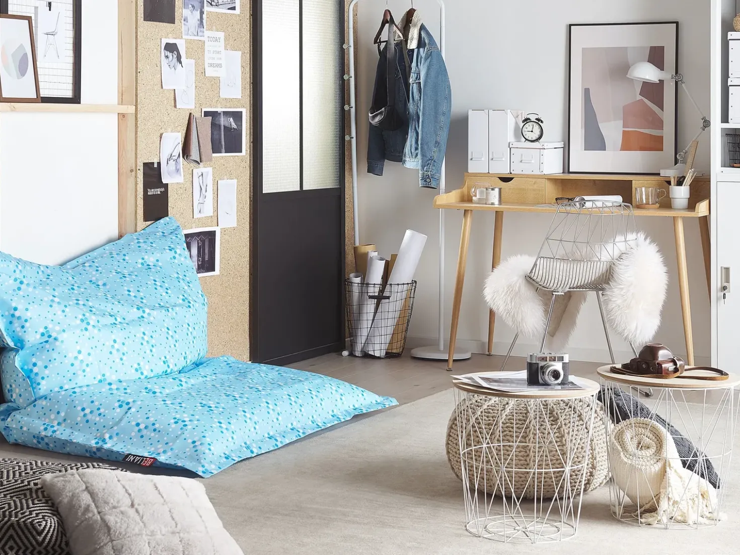Fodera per Poltrona Sacco FUZZY 180 cm 140 cm Azzurro