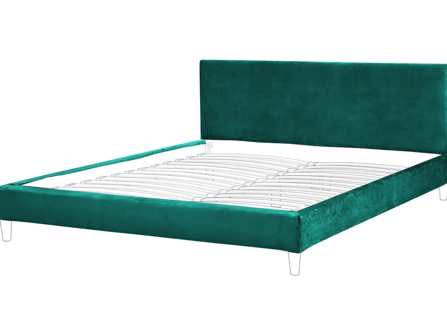 Fodera per struttura letto Velluto FITOU 180 x 200 cm Verde smeraldo