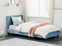 Fodera per struttura letto Velluto FITOU 90 x 200 cm Azzurro