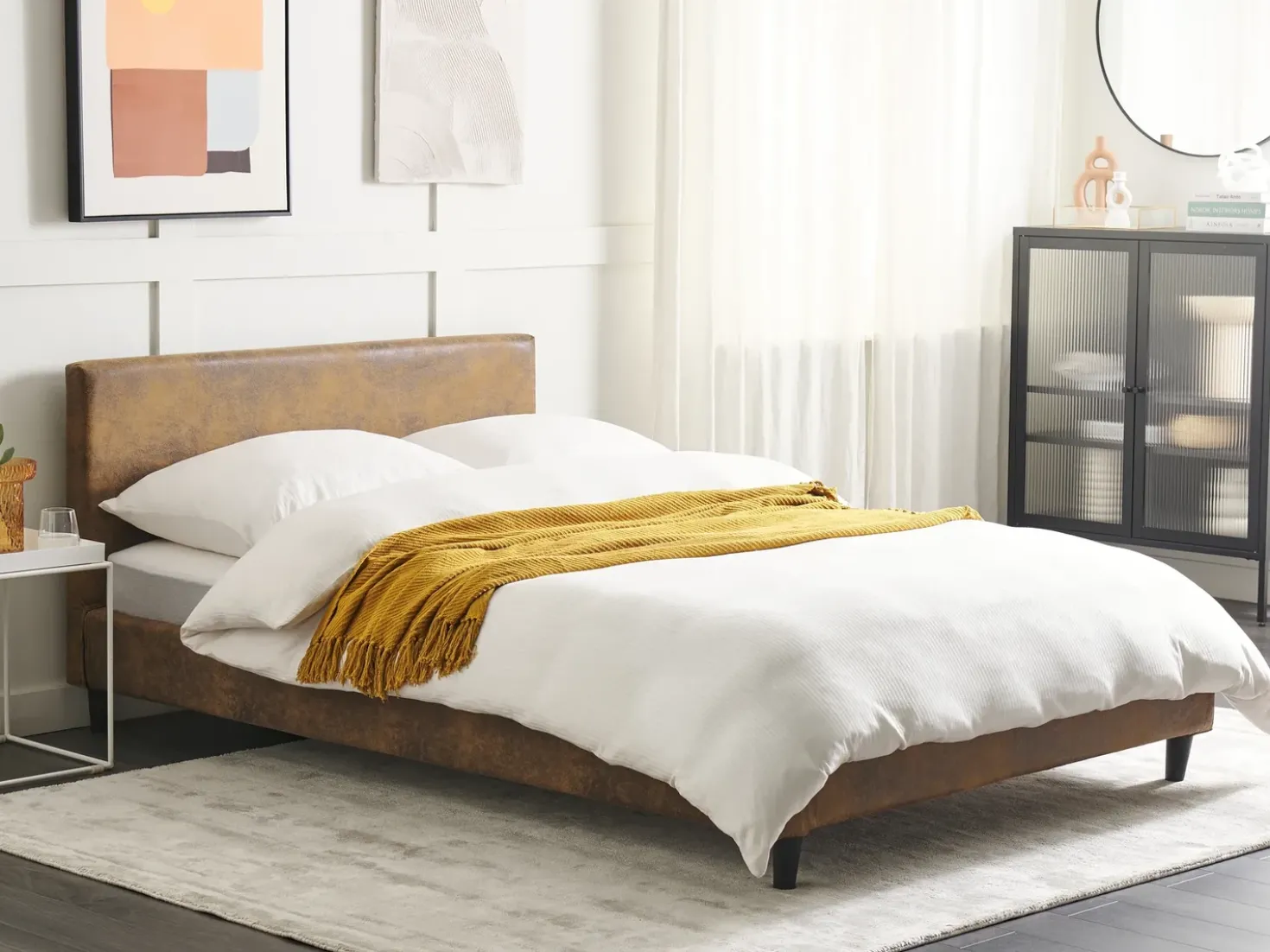 Fodera per struttura letto Pelle sintetica FITOU 140 x 200 cm Marrone