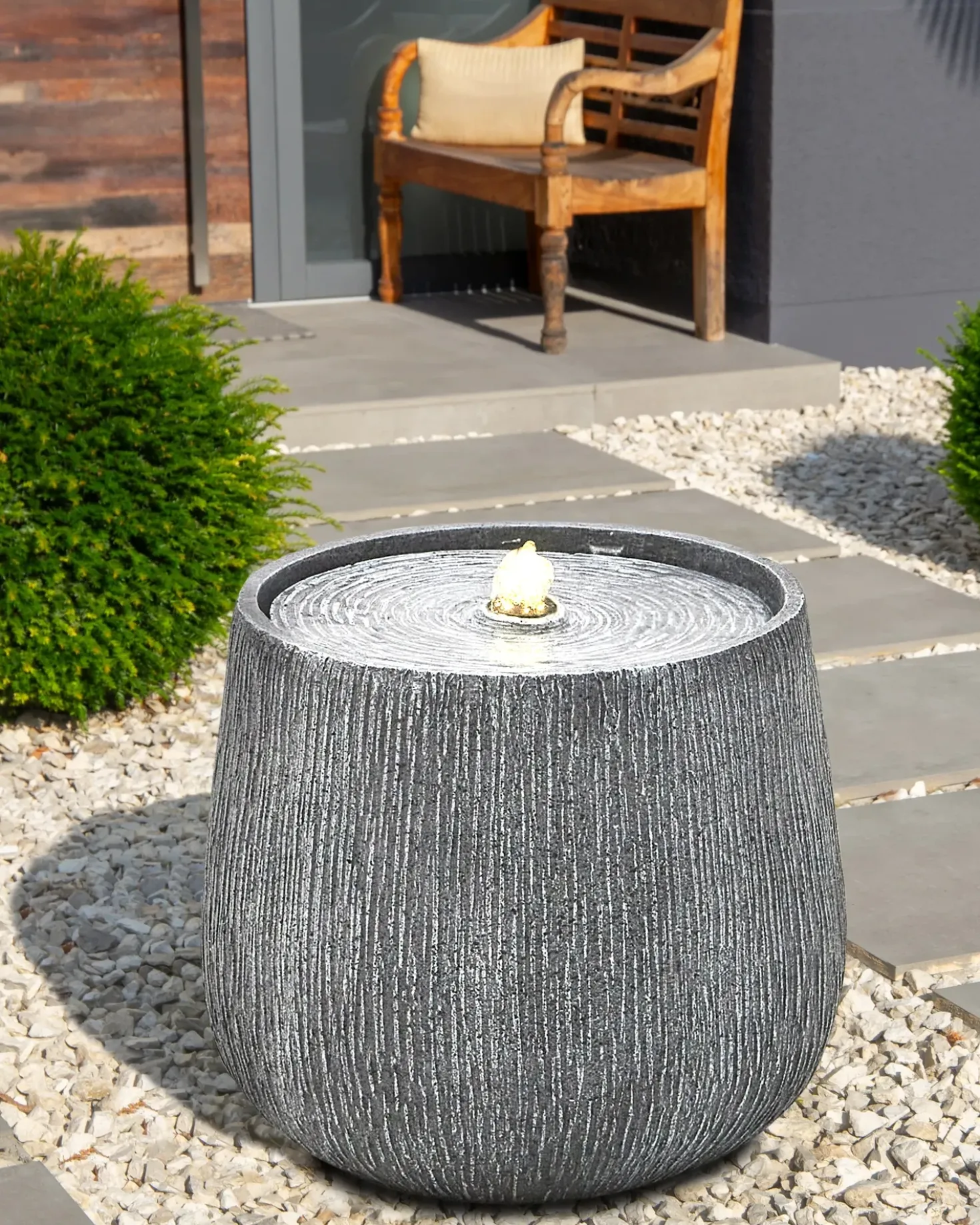 Fontana da giardino LED CASCATA Grigio